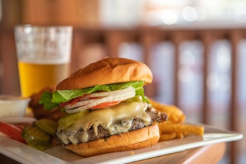 Burger and fries at the Pony Bar & Grill in downtown Sheridan, Wyoming
